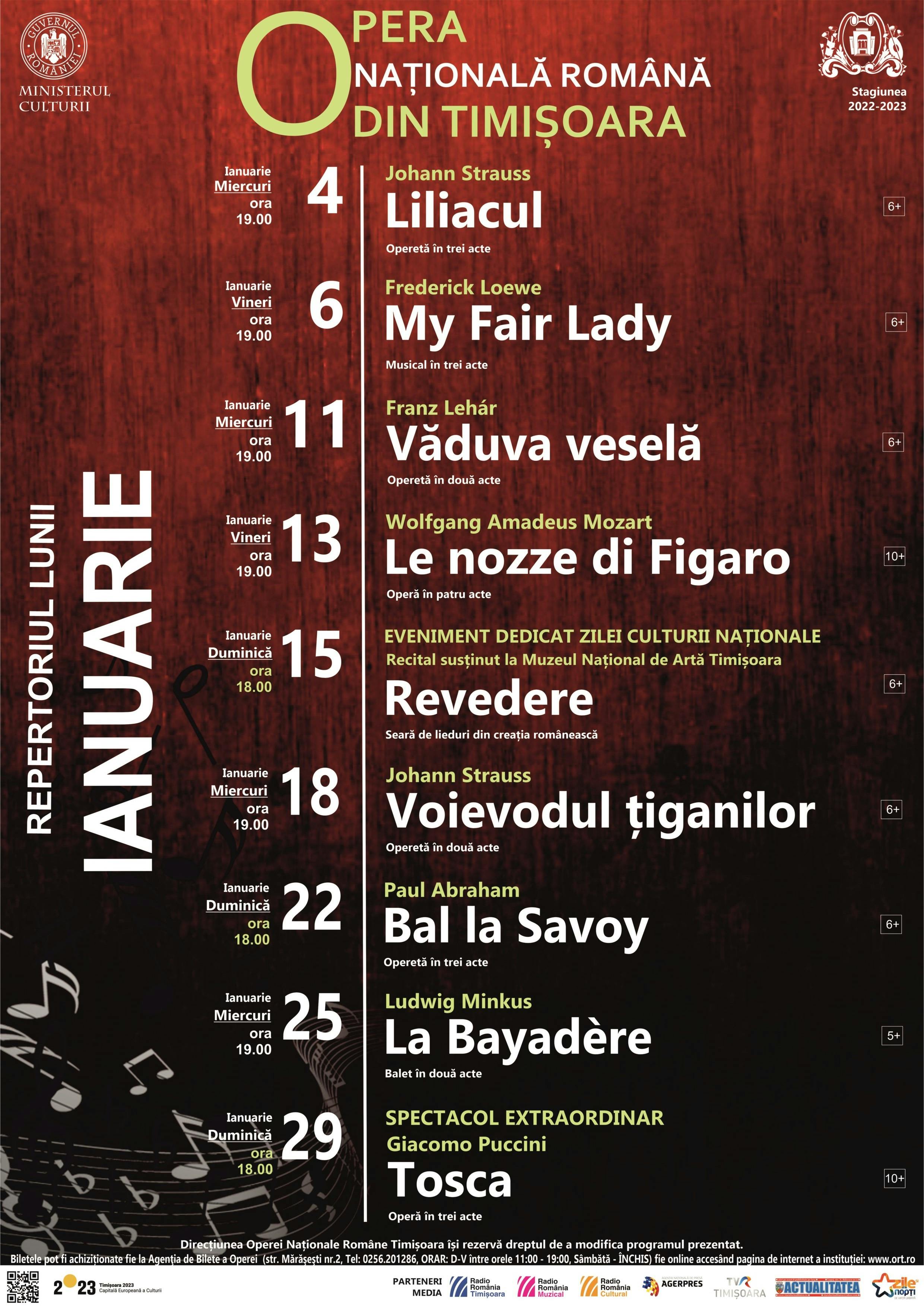 Opera Romana Timișoara Program Ianuarie